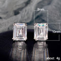 Rectangular Step-Cut Clear Solitaire Stud Earrings In Silver Tone view 5