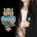 Aqua Gold Tone Owl Crystal Enamel Two Designs Metal Brooch Pin view 4