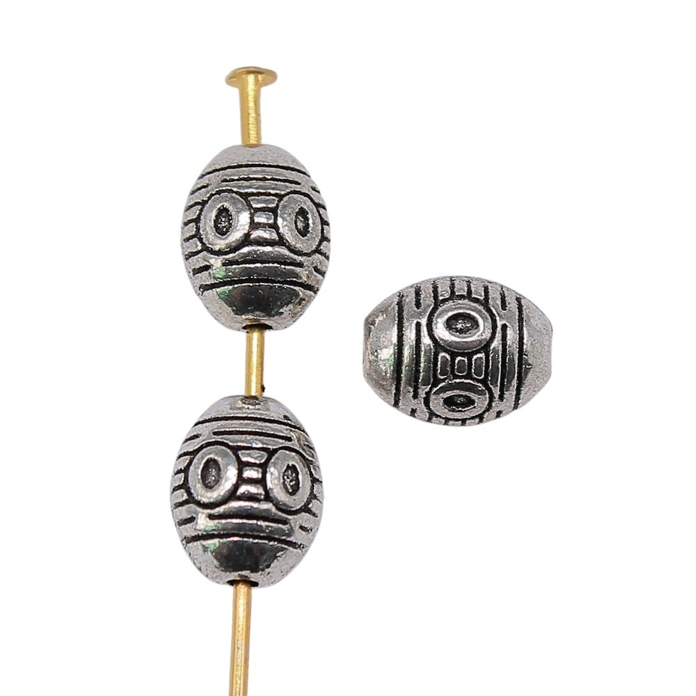 8x6x6mm 1g Antique Silver Zinc Alloy Engraved Texture Small Hole Spacer Beads for Bracelet Making