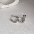 Silver Double-Band Open C-Shape Hoop Earrings Pair view 2