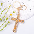 Rhinestone Cross Keychain Gold Ring Three Color Borders view 4
