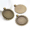 Floral Edge Round Cabochon Pendant Bases in Two Finishes view 3