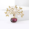 Pearl Branch Tree Brooch with Blue or Burgundy Crystal view 2