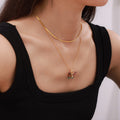 Resin Butterfly Pendant Necklace With Gold Tone Chain view 3