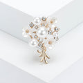 Pearl Bouquet Flower Brooch Clear Rhinestone Pin Silver Gold view 3