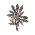 Rhinestone Palm Leaf Brooch Pink Champagne Crystal Clusters view 1