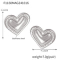 Ribbed Heart Stud Earrings Silver Gold Stainless Steel view 6