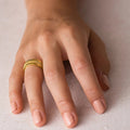 Triple-Rail Clear Stone Wide Ring In Gold And Silver Tones view 3