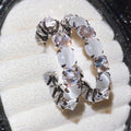 Gunmetal Crystal Hoop Stud Earrings with Polished Metal Tone Details view 3