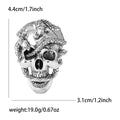 Antique Tone Skull Brooch with Rose Detail for Jackets, Coats, and Scarves view 7