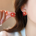 Firework Stud Earrings in Red Gold and Silver Tone Designs view 4