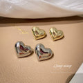 Small Heart Stud Earrings in Gold and Silver Tone Fashion Jewelry Accessories view 2