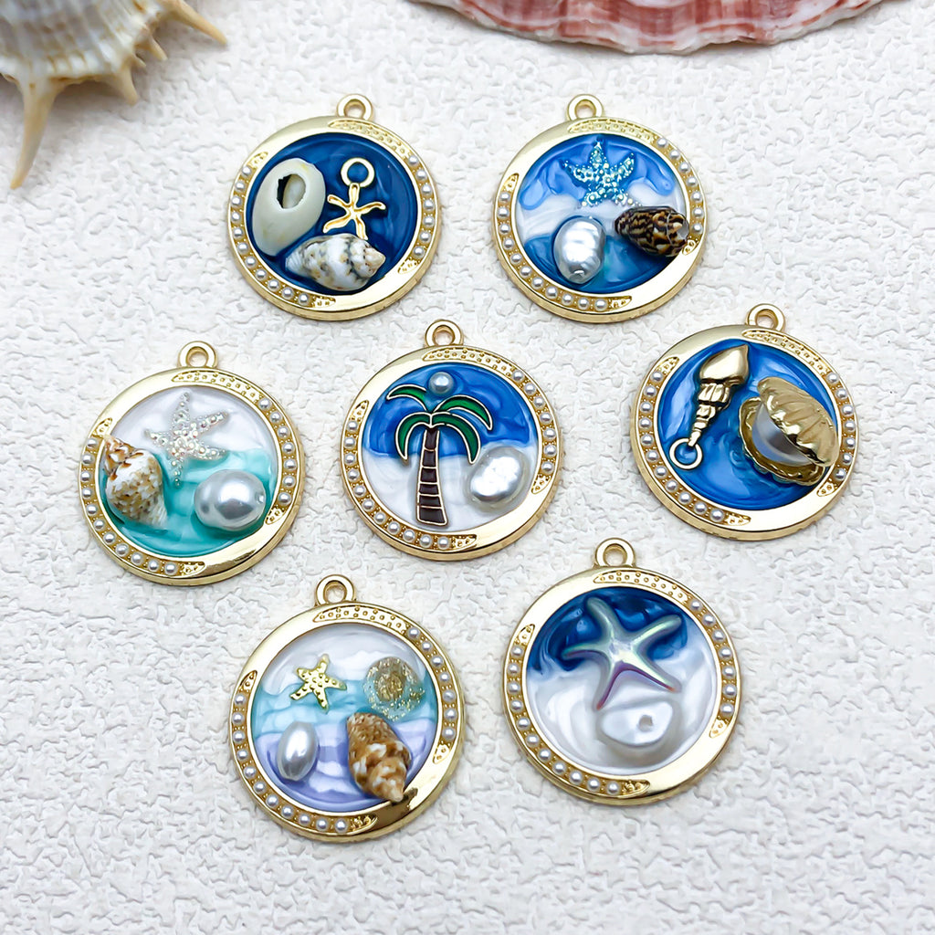 Enamel Zinc Alloy Starfish Ocean Charm Pendant for DIY Earrings Necklace Jewelry