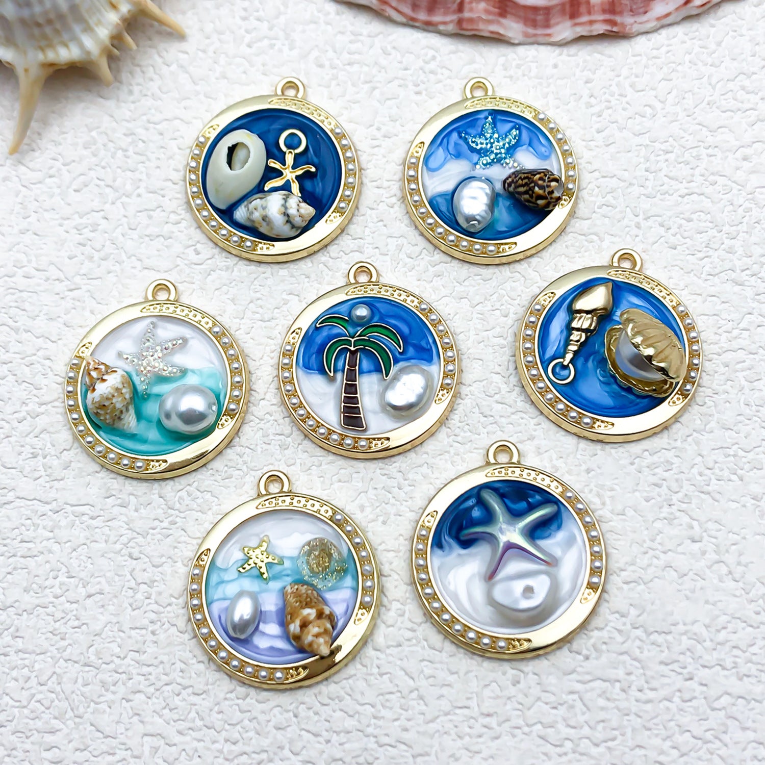 Enamel Zinc Alloy Starfish Ocean Charm Pendant for DIY Earrings Necklace Jewelry