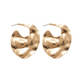 Sculpted Wavy Disc Stud Earrings in Gold and Silver Tone view 5