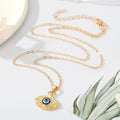 Gold and Silver Tone Carved Evil Eye Pendant Necklaces view 2