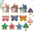 Yellow Butterfly and Mushroom Metal Charms with 13 Listed Options view 1
