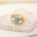 Gold Tone Crystal Lash Evil Eye Adjustable Open Ring view 4