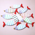 Striped Enamel Fish Charms With Red Tails in Eleven Colors view 2