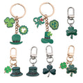 Four Green Clover and Hat Metal Keychain Design Set view 5