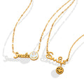 Smile Script Pendant Necklace Shell Face Gold Steel Tone view 5