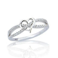 Double Heart Pave Band Ring In Gold And Silver Tones view 2