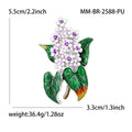 Lilac Flower Brooch With Clustered Colored Blossoms Above Glossy Green Enamel Leaves view 7