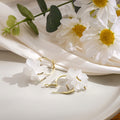 White and Green Translucent Flower Cluster Huggie Earrings view 2