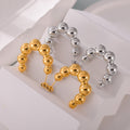 Graduated Bead Ball C Hoop Earrings Gold Silver Metal view 2