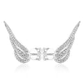 White Gold Tone Angel Wing Climber Stud Earrings Pair view 4