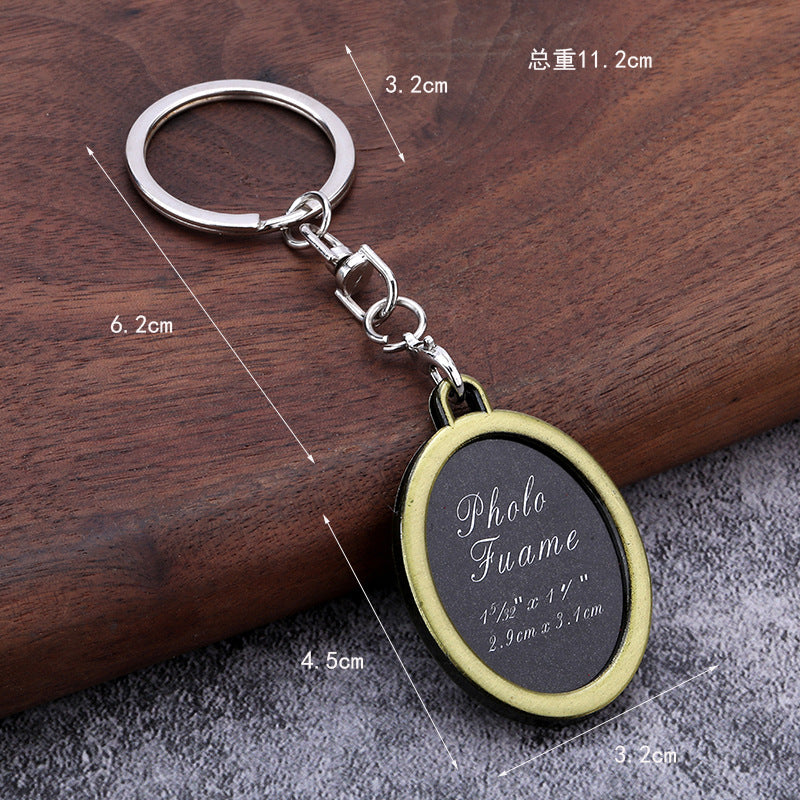 Creative Heart Photo Frame Zinc Alloy Keychain Memorial Gift