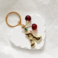 Gold Tone Cherry-Drop Bubble Letter Keychains from A to Z view 4