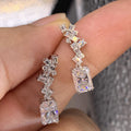 Geometric Crystal Drop Earrings With Rectangular Center Stones view 4