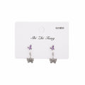 Purple and Silver Double Butterfly Dangle Stud Earrings view 5