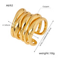 Gold Open Statement Rings Interwoven Pad and Multi Ridge view 8