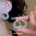 Crystal Open Teardrop Hoop Earrings In Silver And Gold Tones view 2