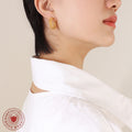 Woven Lattice Mesh C Shape Hoop Earrings Gold Steel view 3