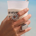Oversized Open Sunburst Statement Ring Gold Or Steel view 4
