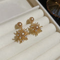 Sunburst Pearl Crystal Stud Earrings with Distinctive Textured Details view 6