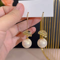 Gold Sequin And Pearl Hook Earrings Statement Pair view 6