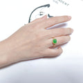 Gold Tone Square Glass Cabochon Adjustable Open Rings view 2