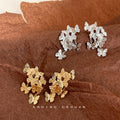 Butterfly Cluster Drop Earrings Gold or Silver Metal Finish view 3