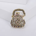 Openwork Handbag Brooch with Pastel Crystal Accents view 2