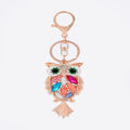 Rose Gold Multicolor Rhinestone Owl Metal Keychain view 4