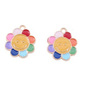 Gold Tone Smiling Rainbow Petal Flower Enamel Charm view 4