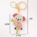 Rhinestone Koala Bear Keychain Bamboo Alloy Gold Clasp view 2