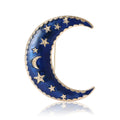 Enamel Crescent Moon Brooch In 2 Color Variants For Jackets and Scarves view 1