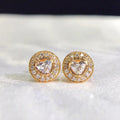 Round Crystal Halo Stud Earrings in Three Metal Tones view 8