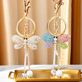 Jeweled Pearl Dragonfly Keychains with Fortune Loops and Loop Only Options view 2
