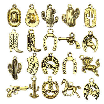Gold-Tone Western Theme Metal Charms with 23 Listed Options